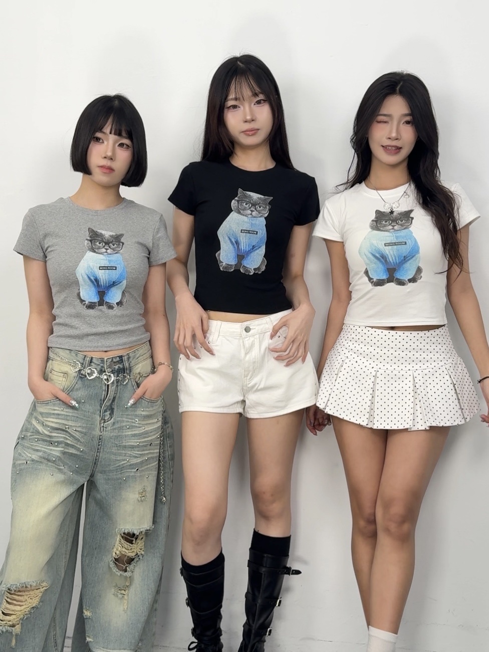 G91眼鏡貓咪短版上衣