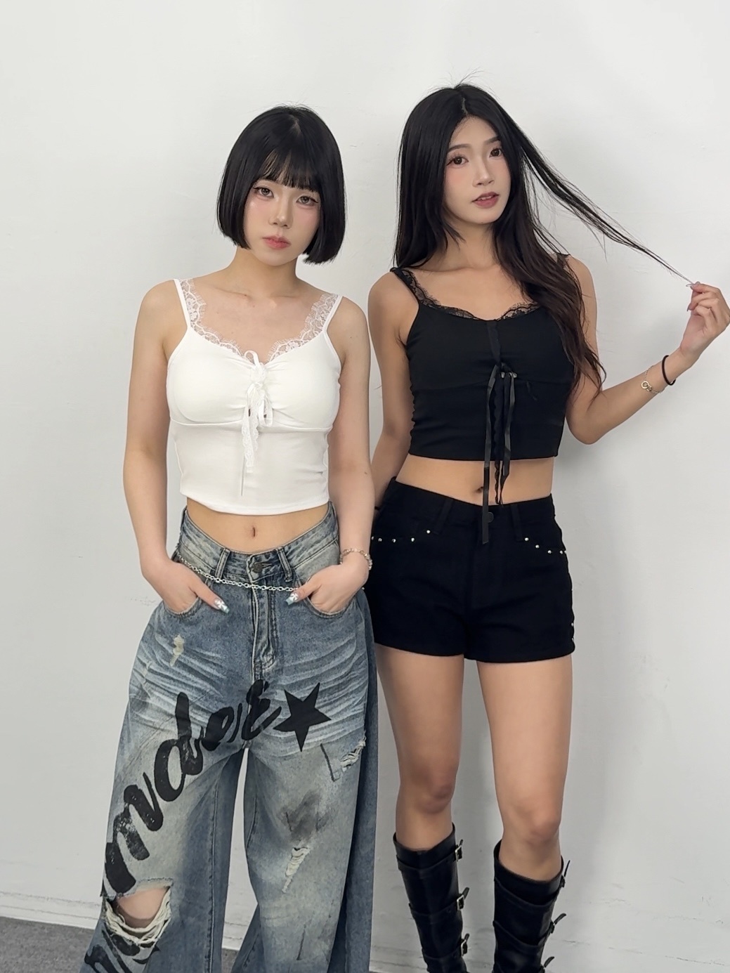 G95純慾抓皺蝴蝶結蕾絲吊帶胸墊小可愛