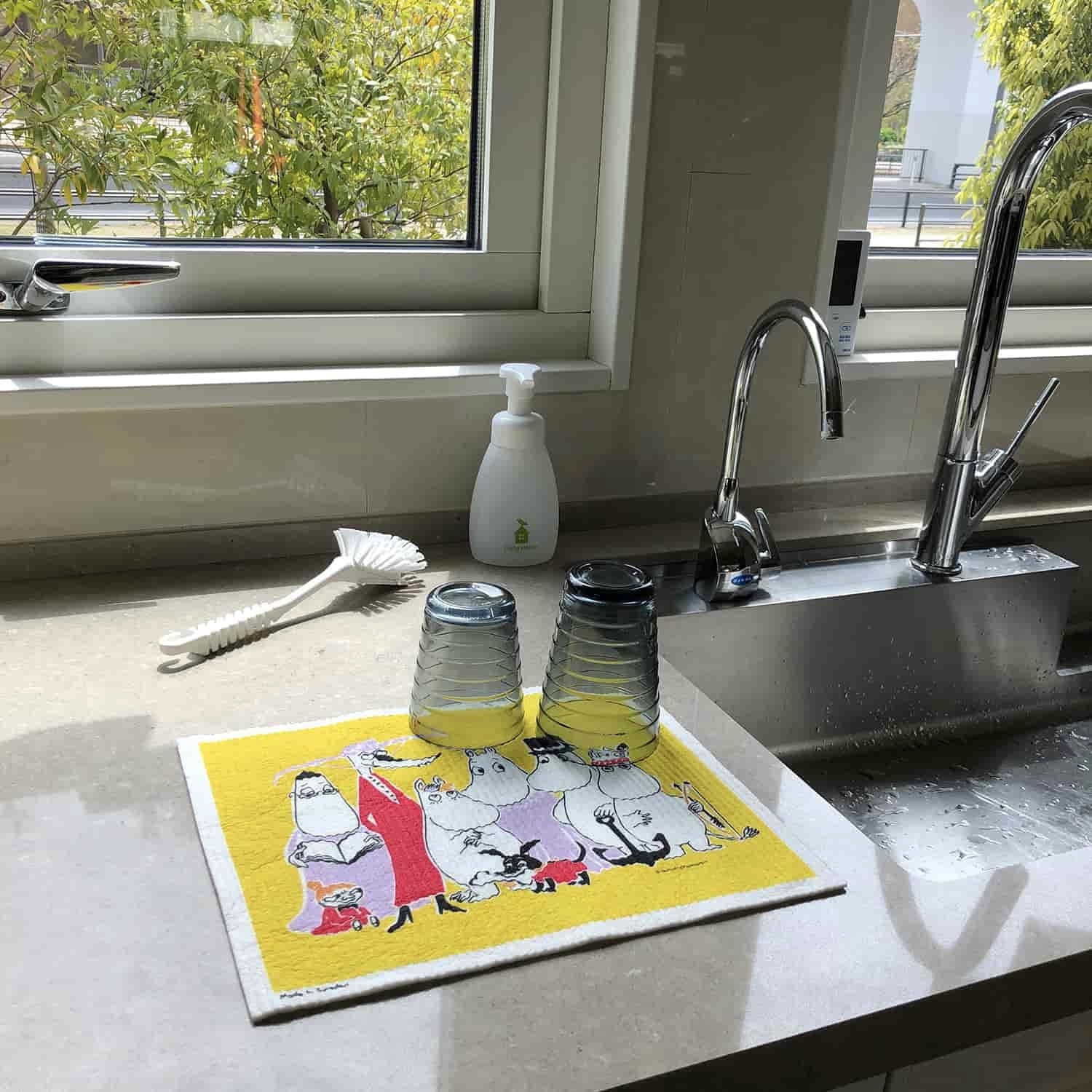 Moomin 嚕嚕米  廚房環保海綿擦拭巾 餐具瀝水墊 不留棉絮 北歐萬用抹布 速乾｜瑞典 ecomfort