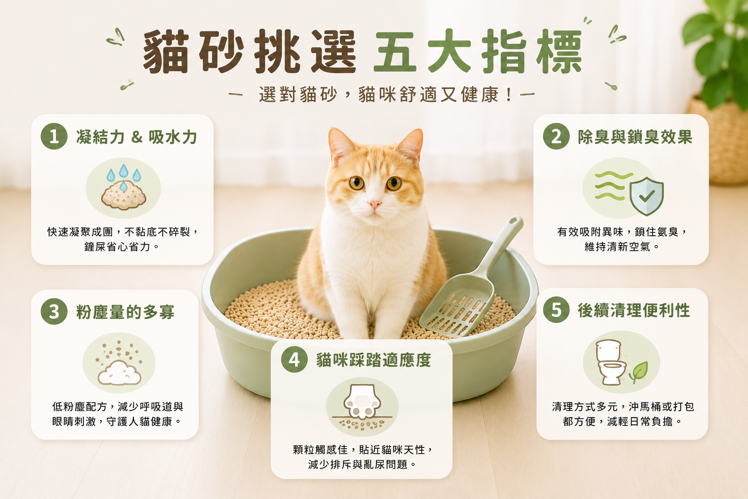 貓砂挑選五大指標