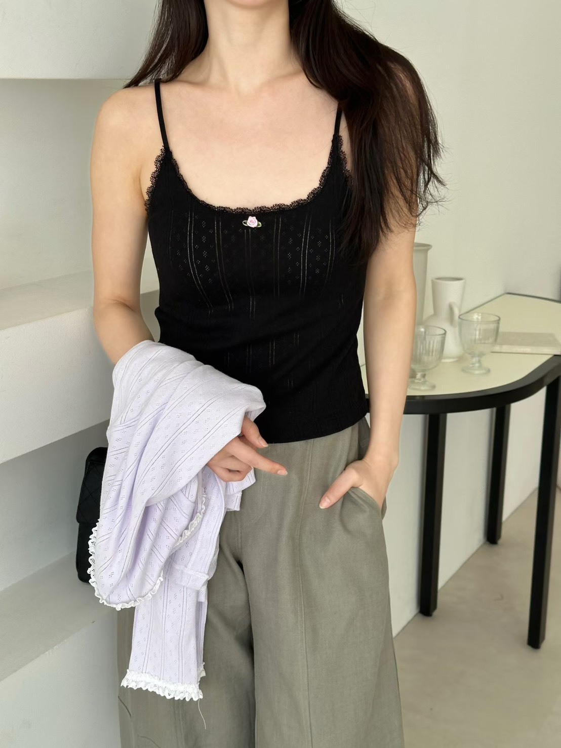 小花朵吊帶背心