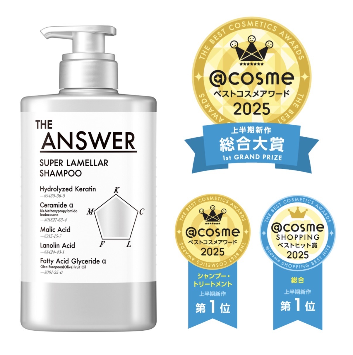 【Cosme 綜合大獎】JP The Answer 無矽靈 超層膜洗髮水 佛手柑瑞香味 6190 6183 TK260608
