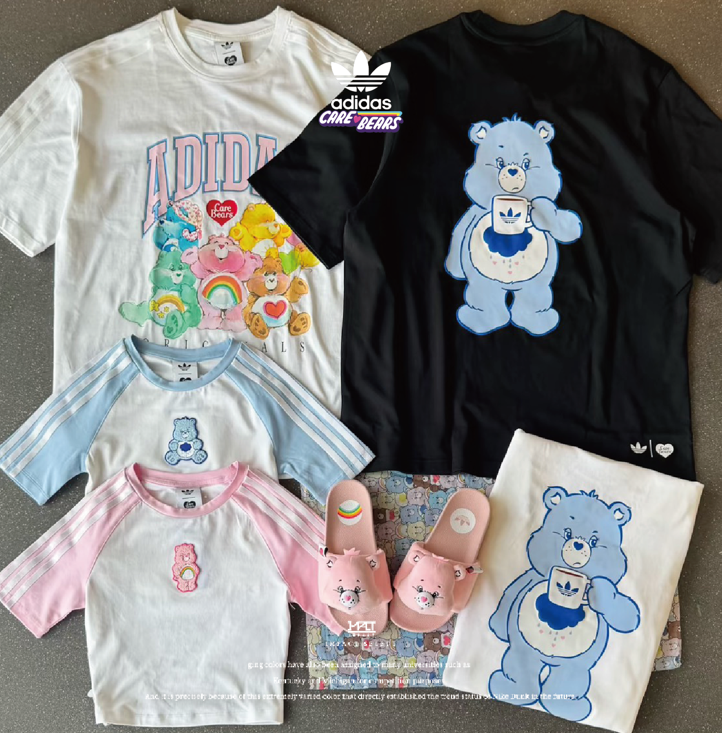 Adidas originals x Care Bears 彩虹熊聯名系列 短袖 T恤 拖鞋