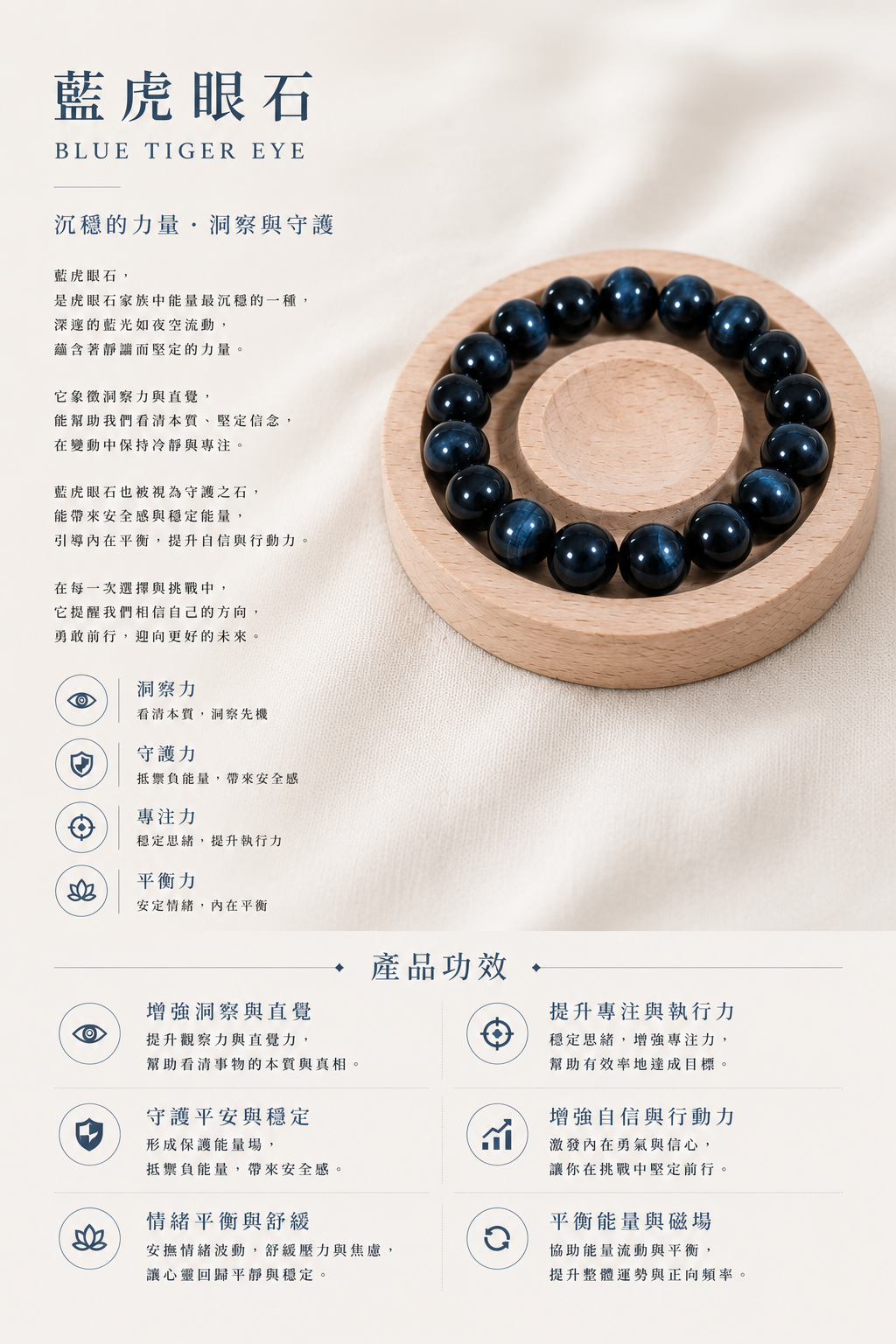 藍虎眼石手串丨15mm