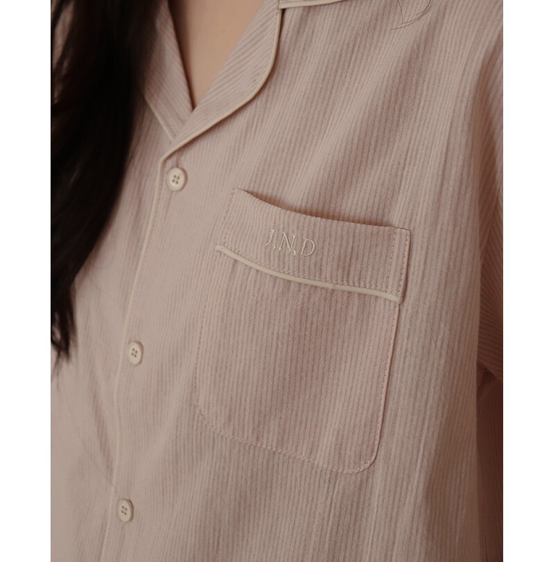 KOR-CCG0608-505 Salty 條紋短袖睡衣套裝 Soft Purple (A5L-XL)