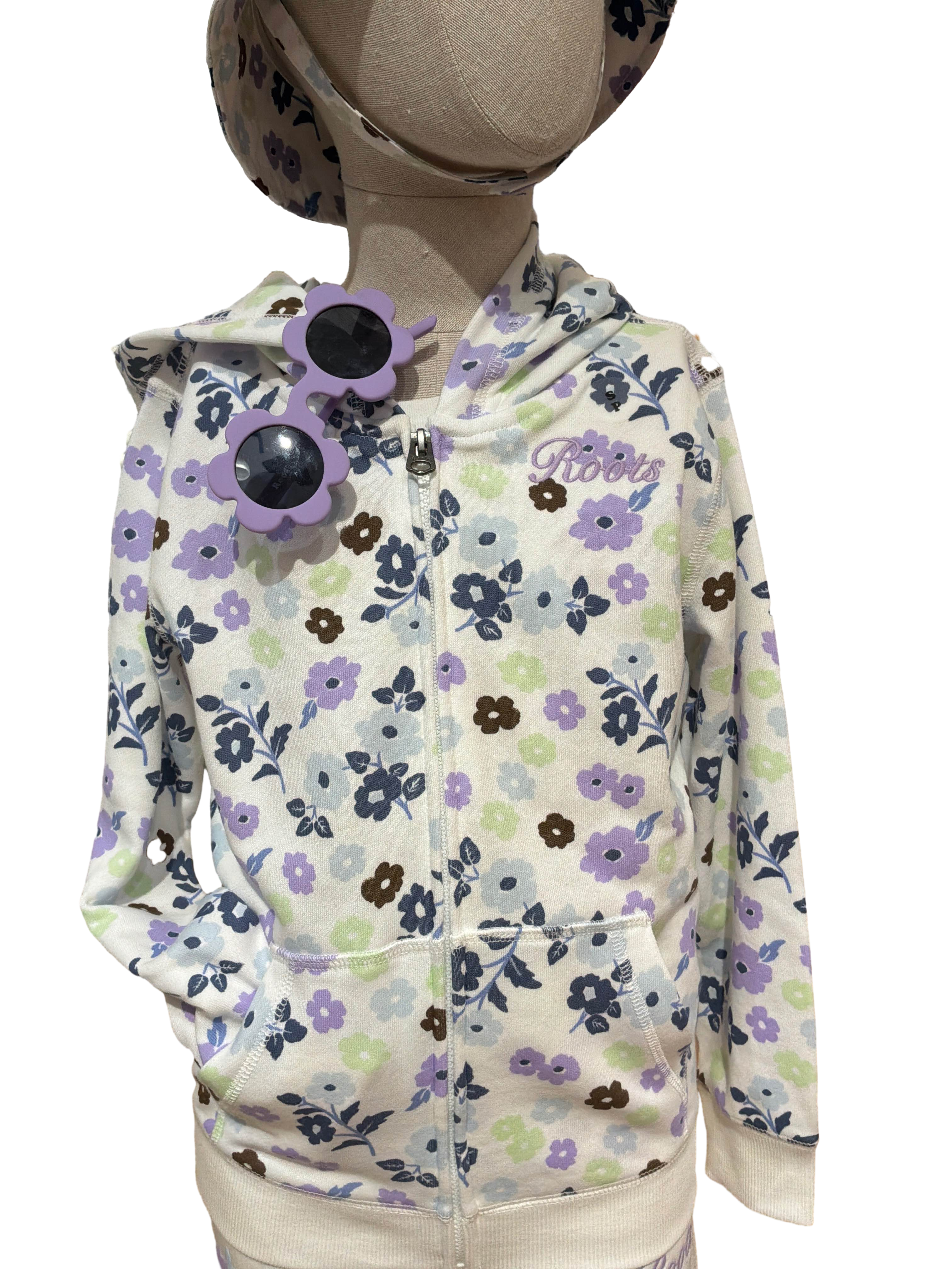 【Roots Outlet】Roots Floral Full Zip Hoodie  白