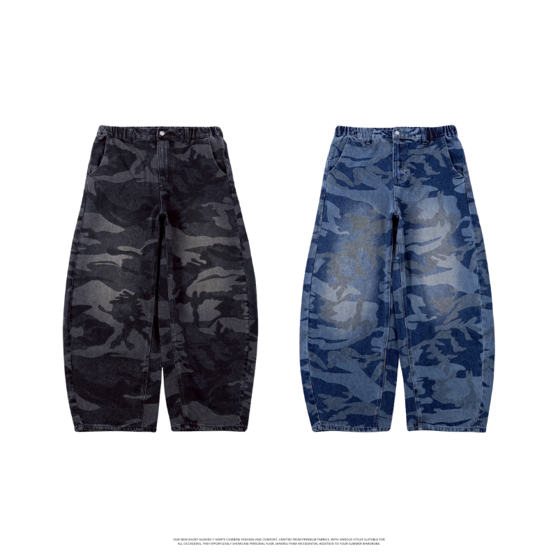 迷彩牛仔彎刀褲