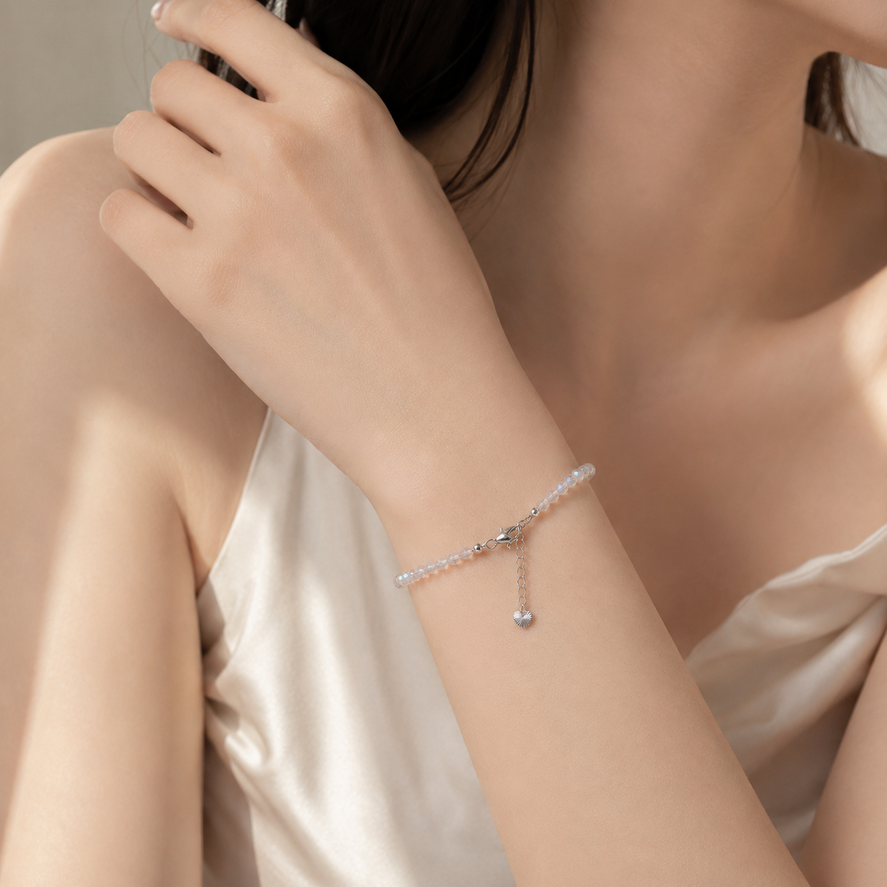 Blue Moonstone & Clear Quartz Bracelet