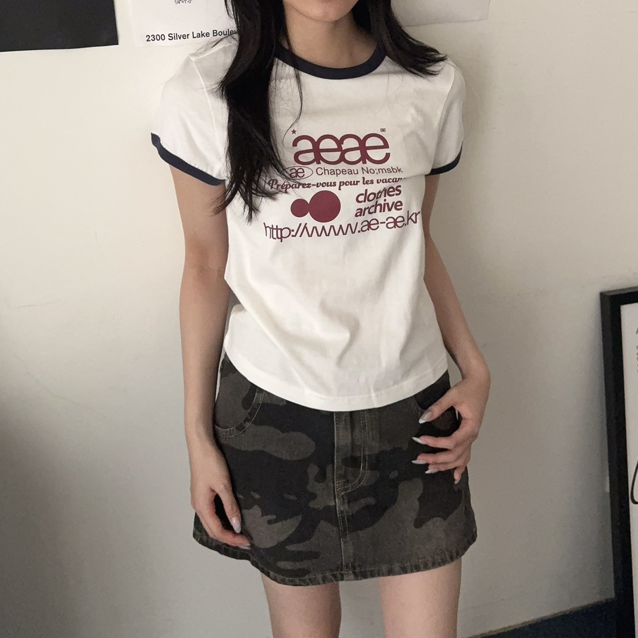 （現貨）韓牌 aeae WEB LOGO 短T 滾邊款 AE46SWTS002