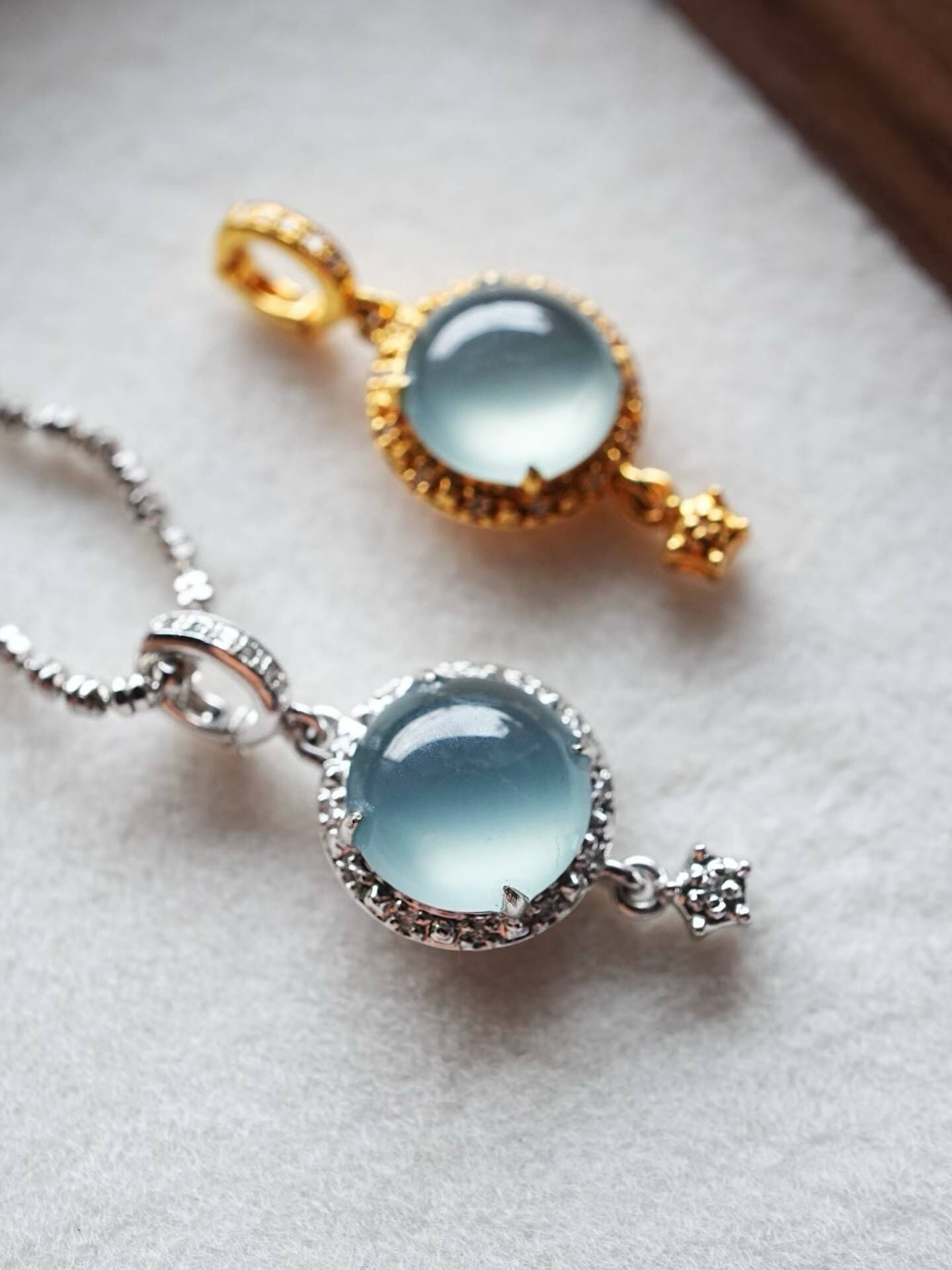 翡翠高冰藍水蛋面萬能扣吊墜,天然翡翠A玉, 緬甸玉, Jade, Jadeite