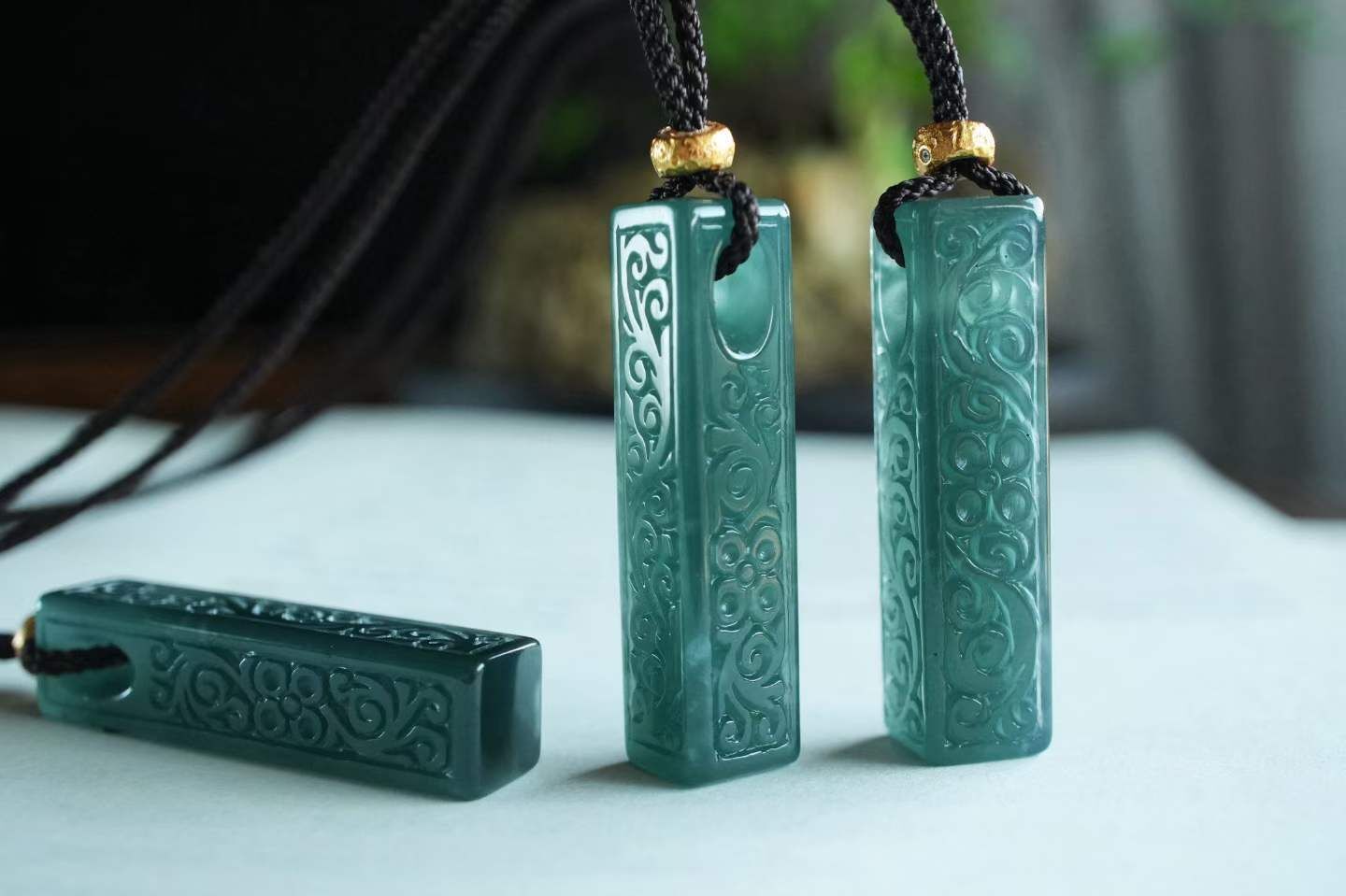 519823 翡翠冰種藍水平安佩掛件