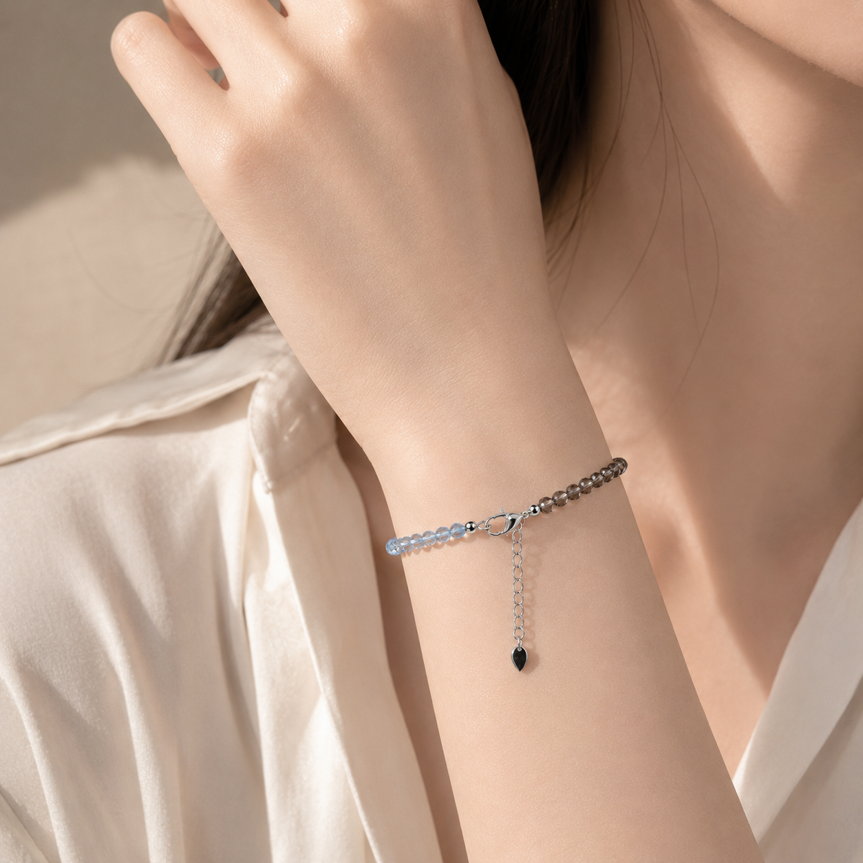 Aquamarine & Smoky Quartz Bracelet
