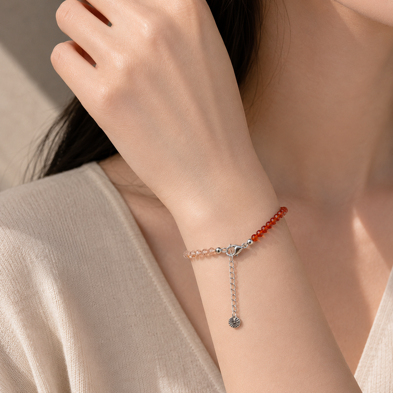 Sunstone & Red Agate Bracelet