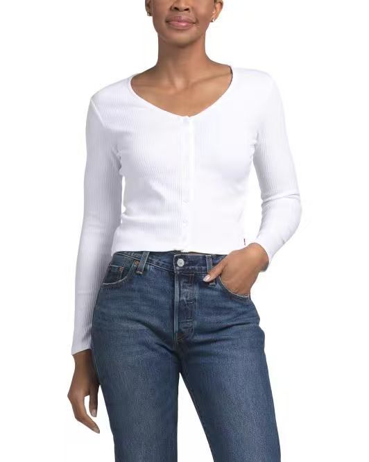 【預購】LEVIS H060906 女裝V領長袖上衣（白色）