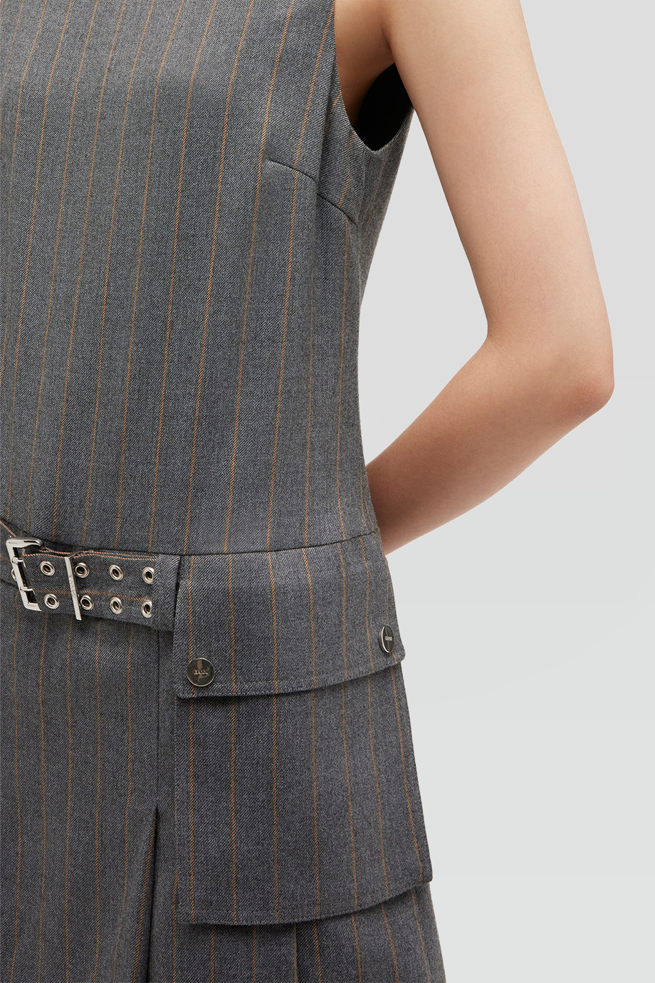 GANNI｜WOOL 綁帶條紋短洋裝