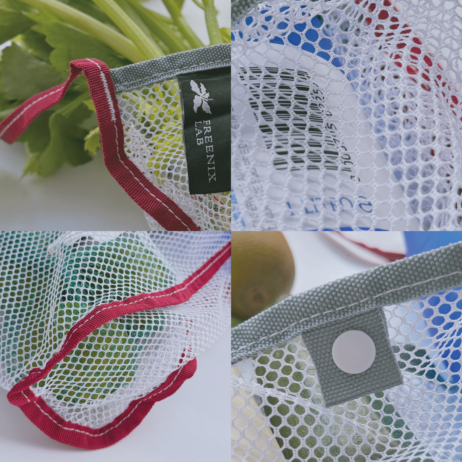 Breathable mesh fabric detail of the island tote bag
