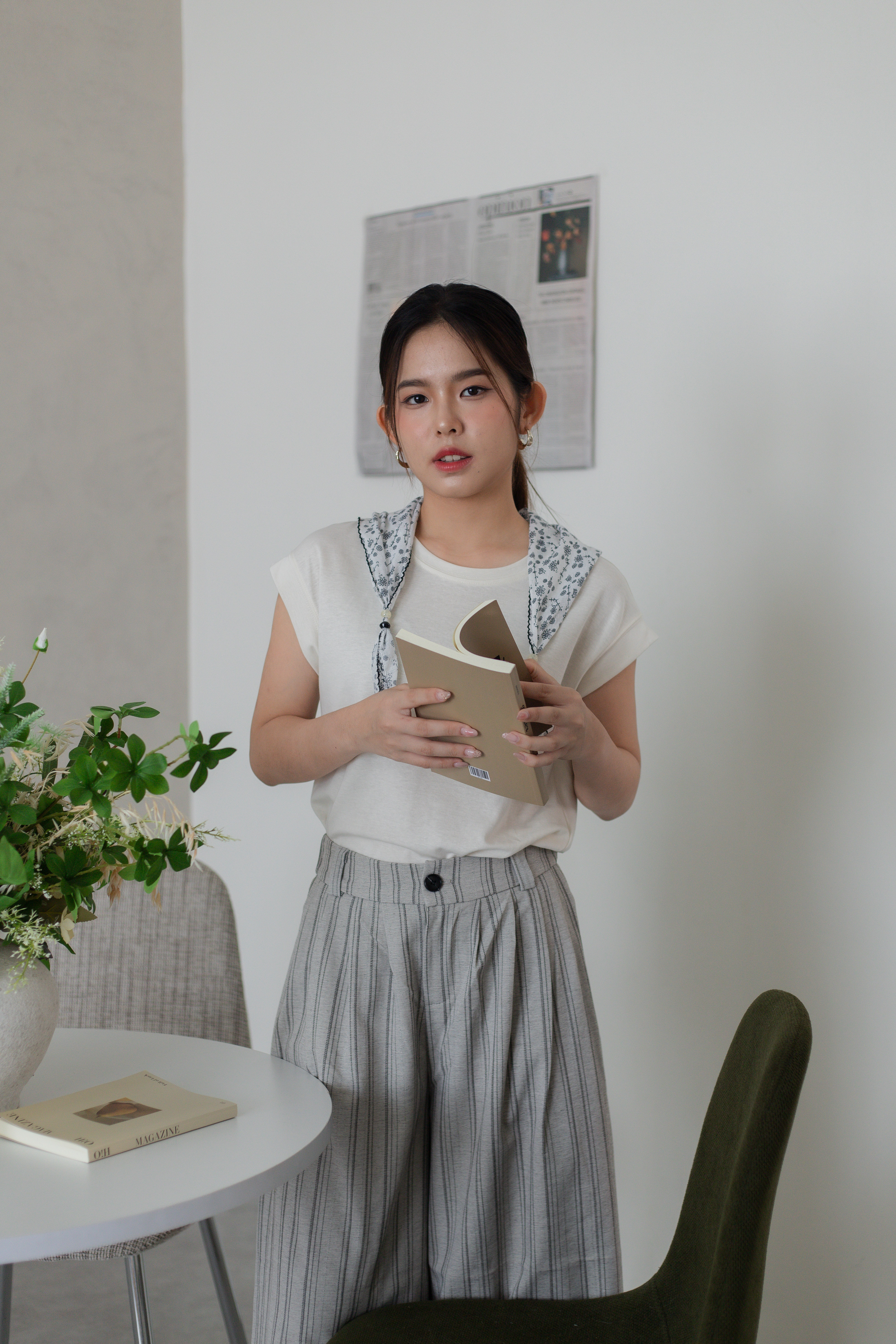 Camley Striped Linen Pants Grey -2786PLGRY