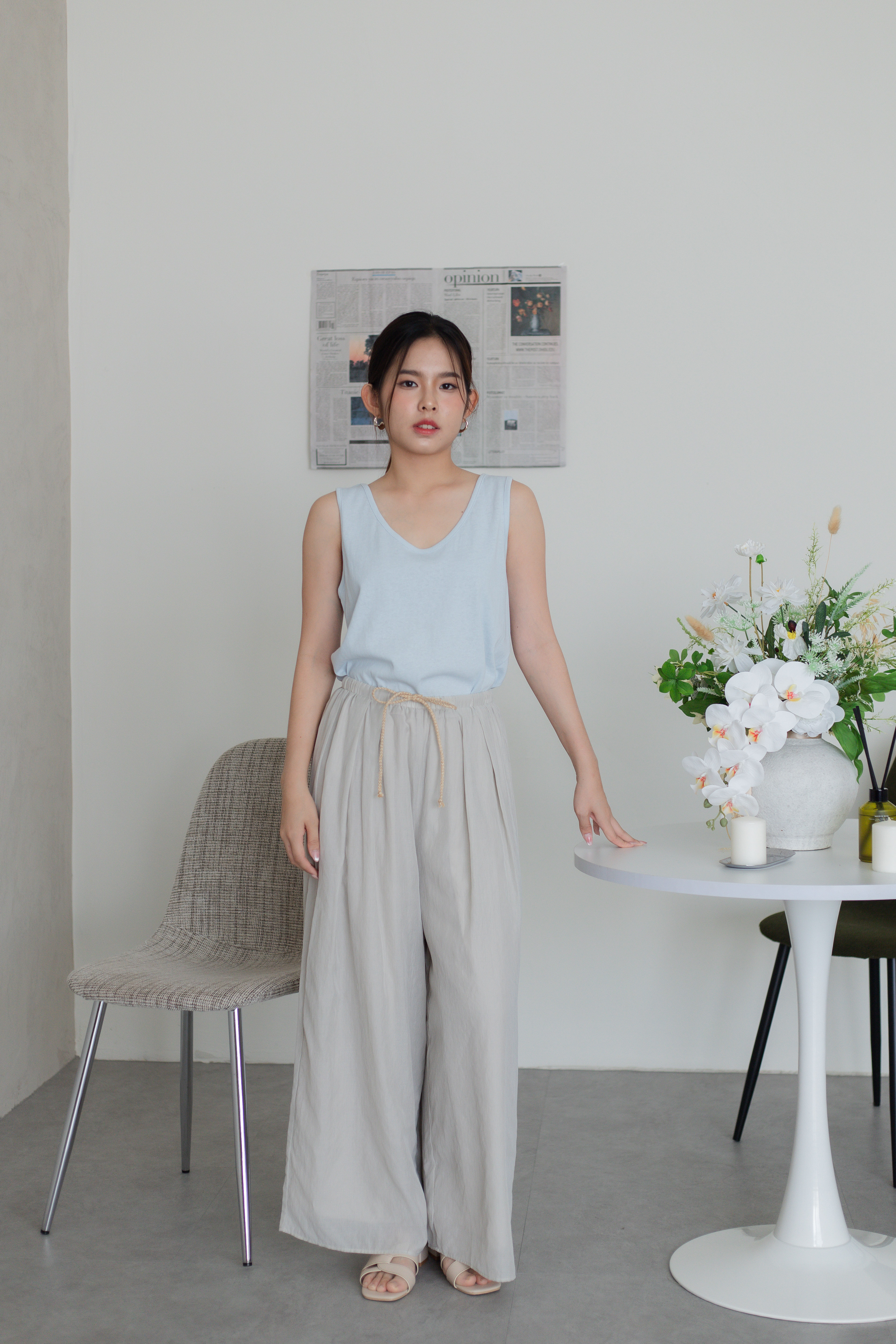 Jury Pleated Wide Leg Beige -2787PLBEI