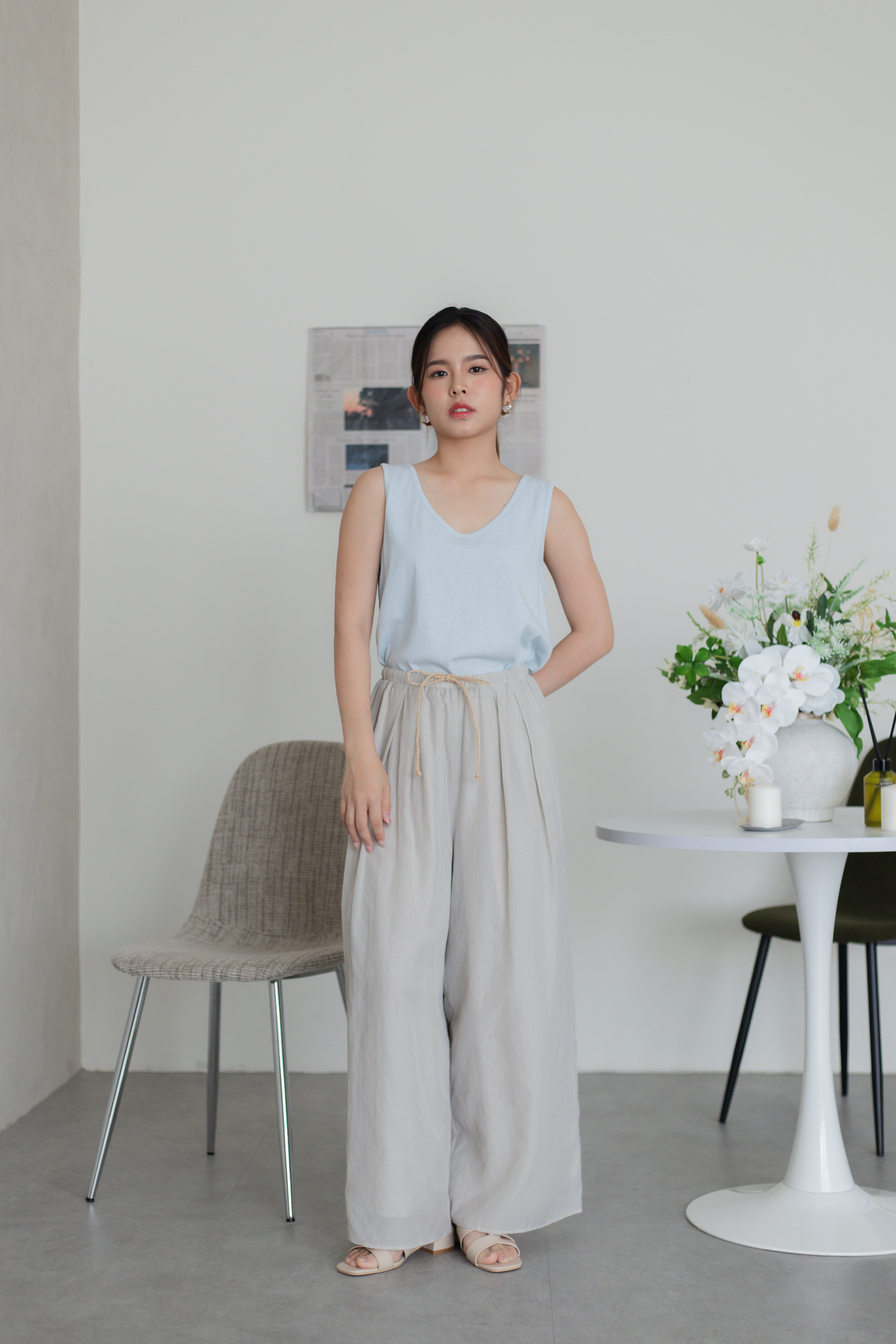 Jury Pleated Wide Leg Beige -2787PLBEI