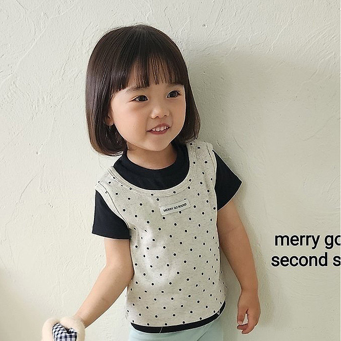 正韓夏Merry-go-round 三色1+1波點背心+上衣兩件組