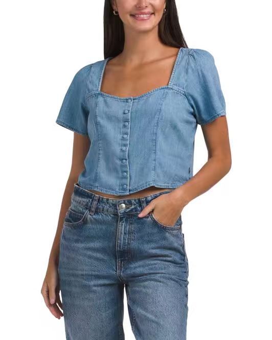 【預購】LEVIS H060919 女裝方領牛仔短袖上衣（藍色）