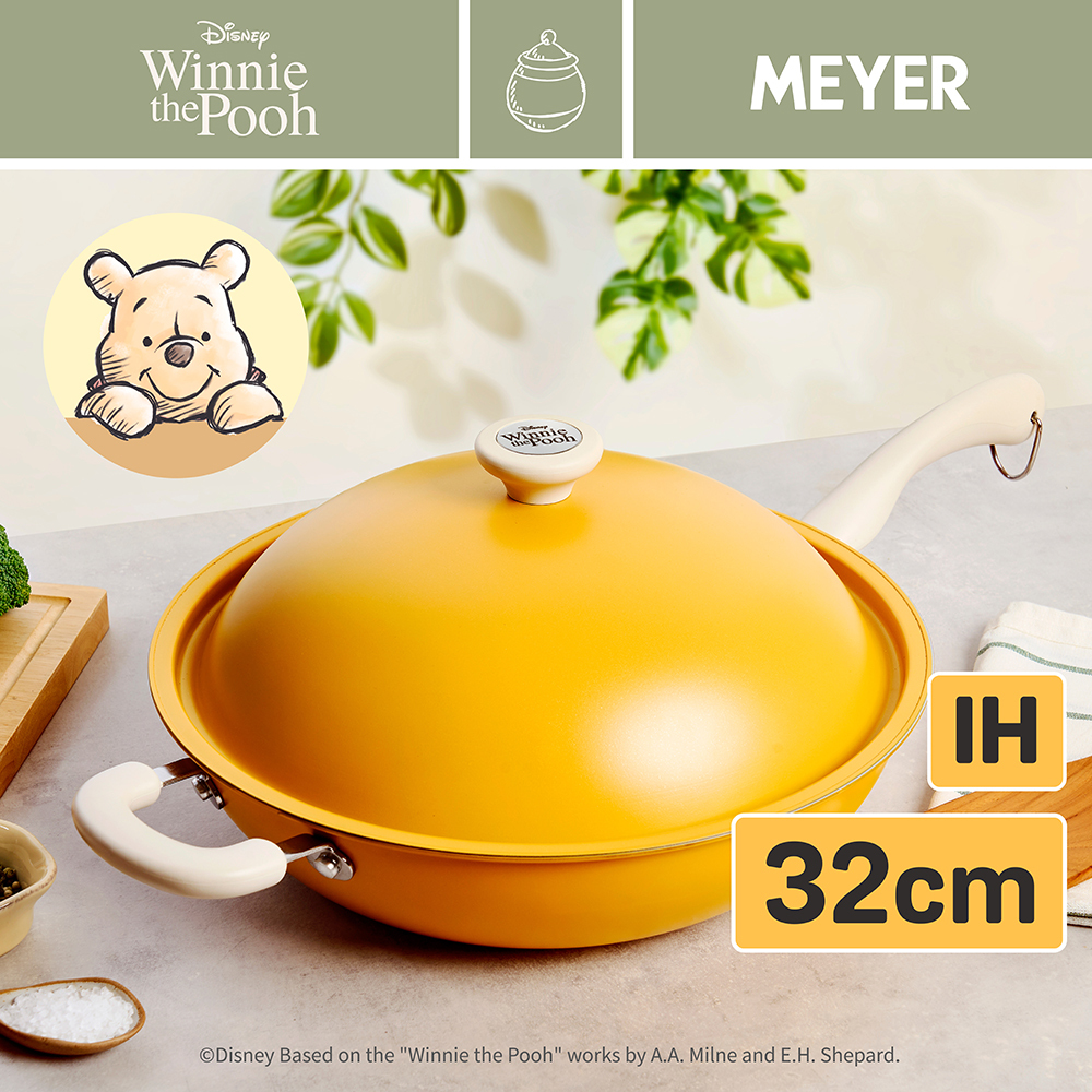 ★福利品★美亞｜迪士尼小熊維尼系列 陶瓷不沾炒鍋 32公分(含蓋)-無包裝