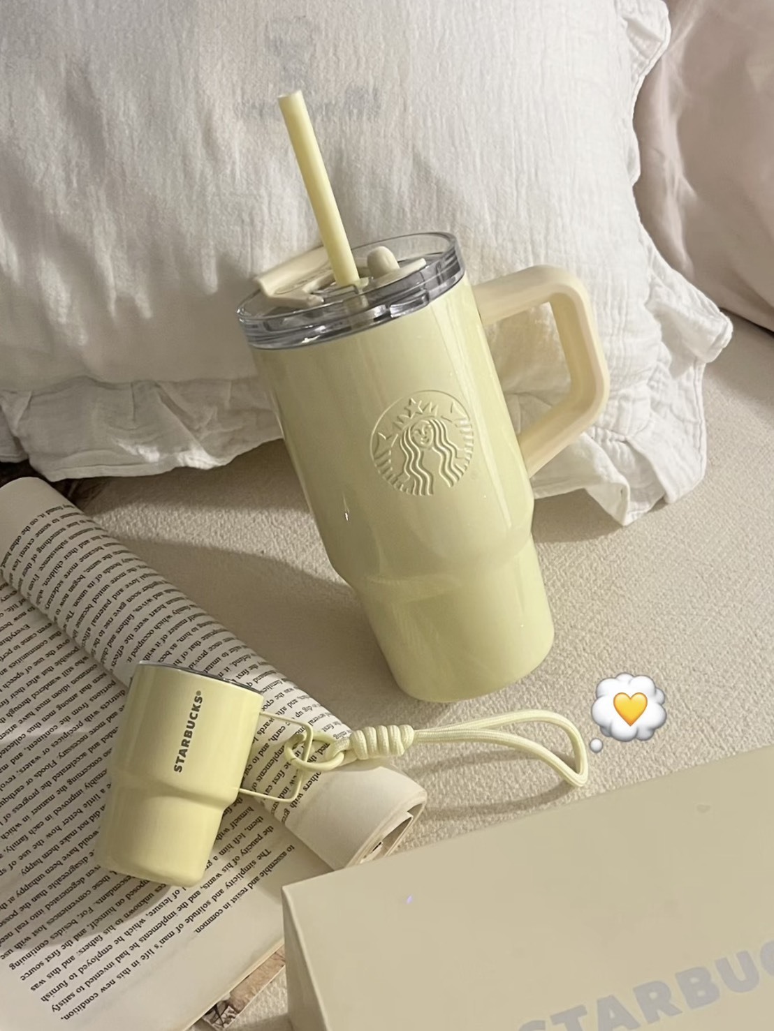 星巴克 STARBUCKS 心情氣象局系列 檸檬黃 不鏽鋼 雙飲口杯 配迷你杯掛 615ML