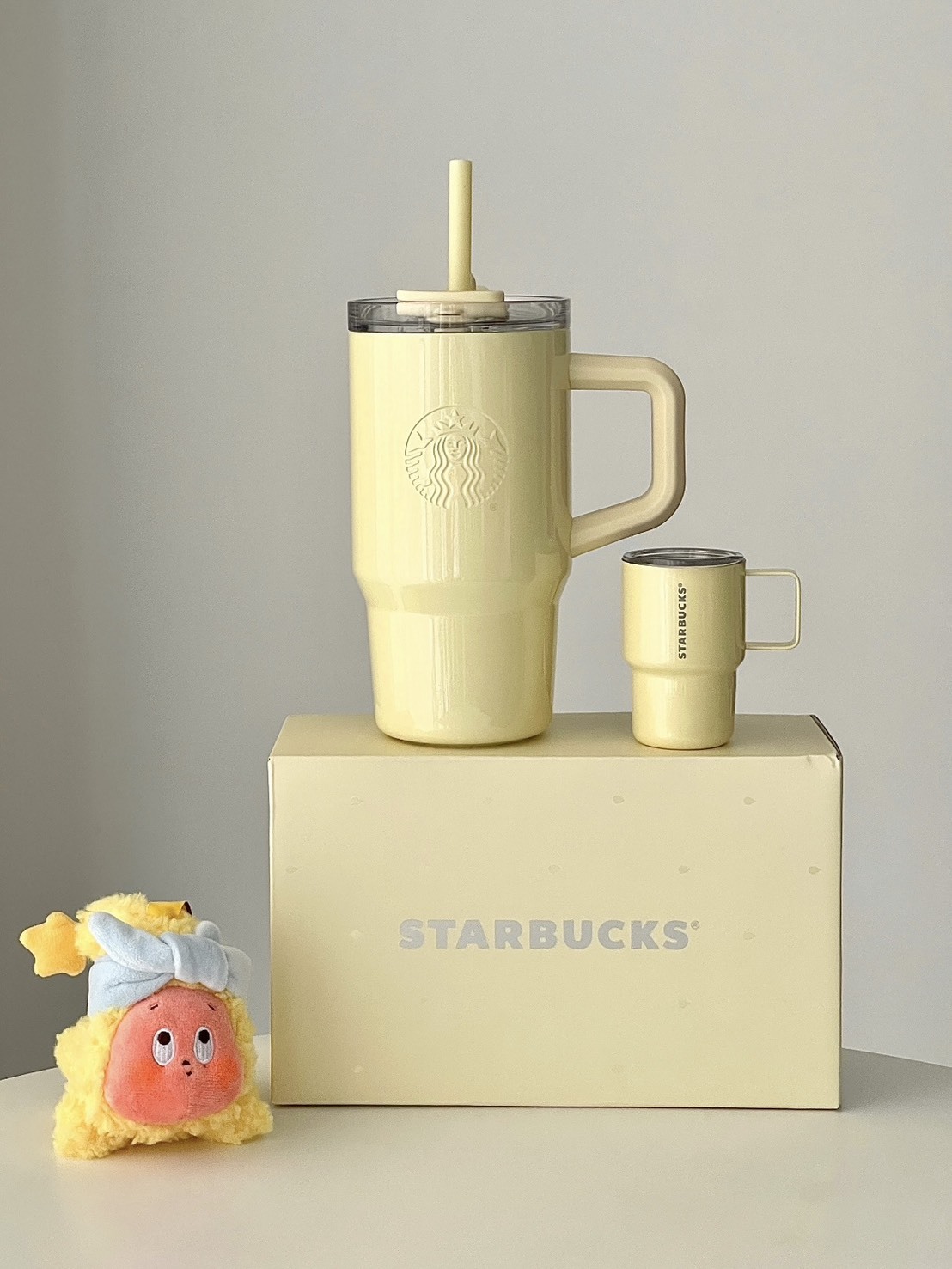 星巴克 STARBUCKS 心情氣象局系列 檸檬黃 不鏽鋼 雙飲口杯 配迷你杯掛 615ML