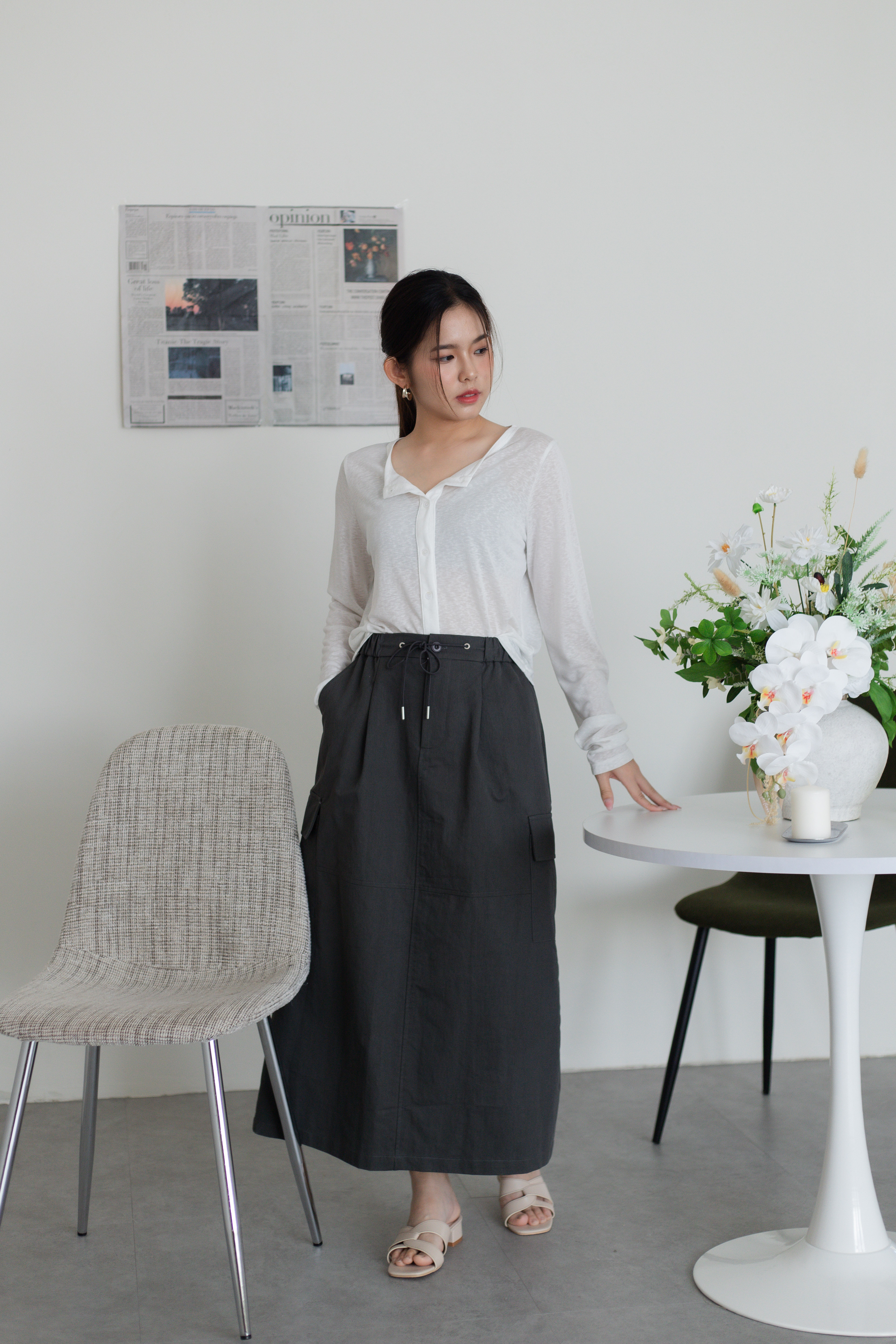 Haven A Line Cargo Skirt Grey - 2789SKGRY
