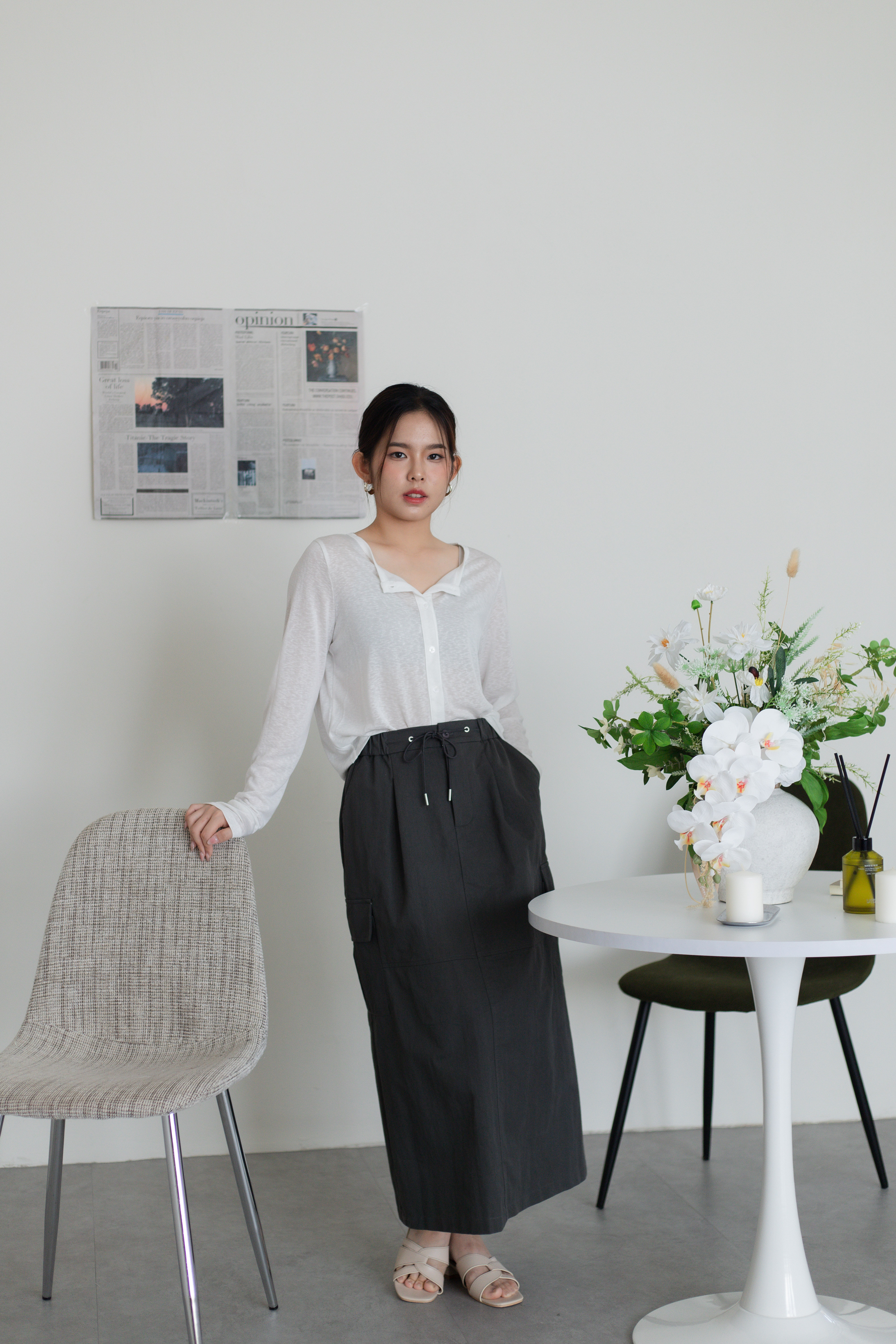 Haven A Line Cargo Skirt Grey - 2789SKGRY