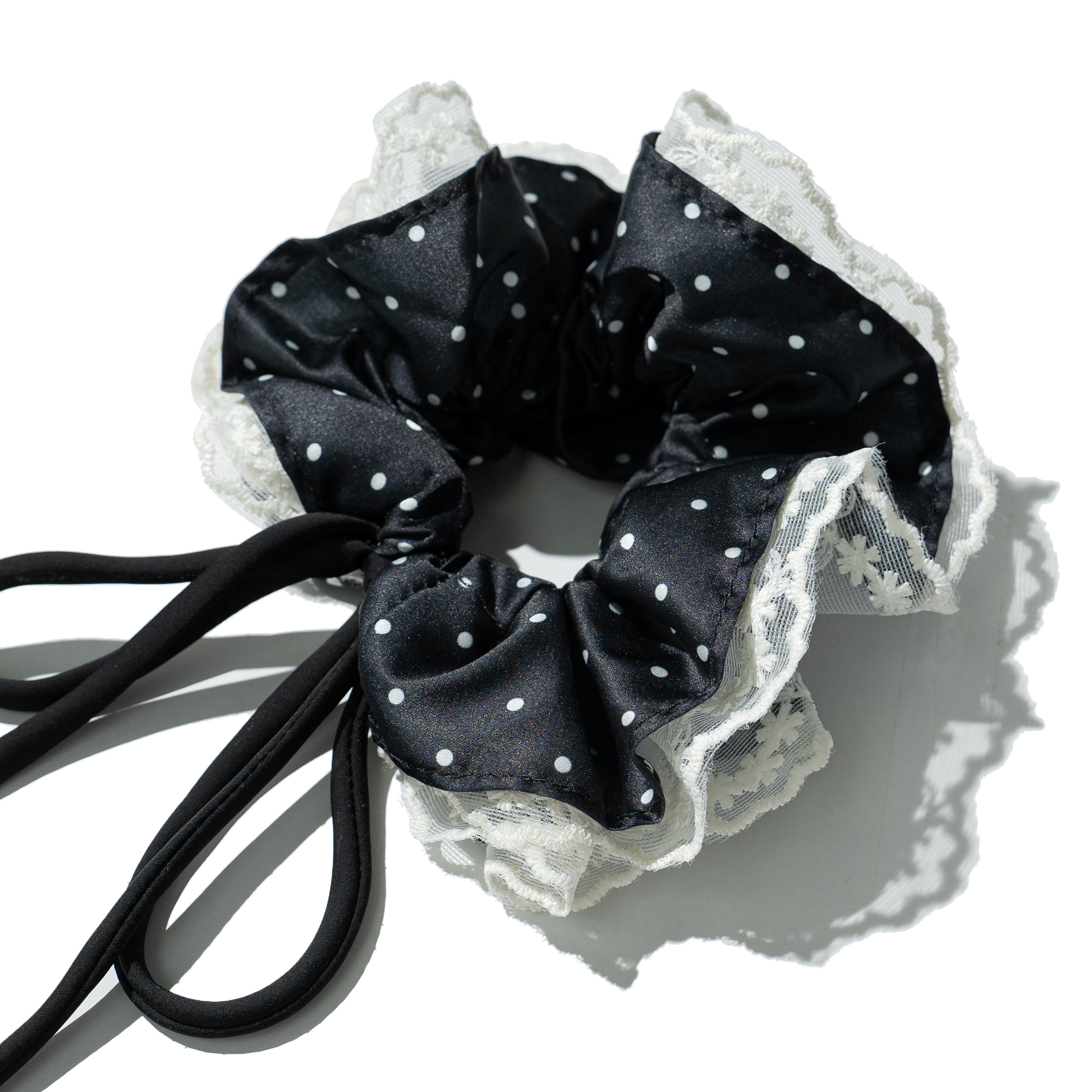 Lace Polka Dot Scrunchie 波點蕾絲 綁帶髮圈 [M00]