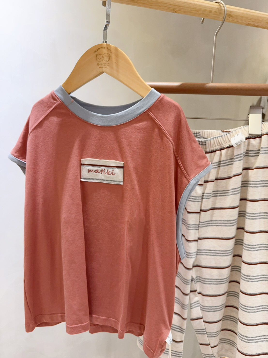 M05 撞色貼布7分褲家居服套裝