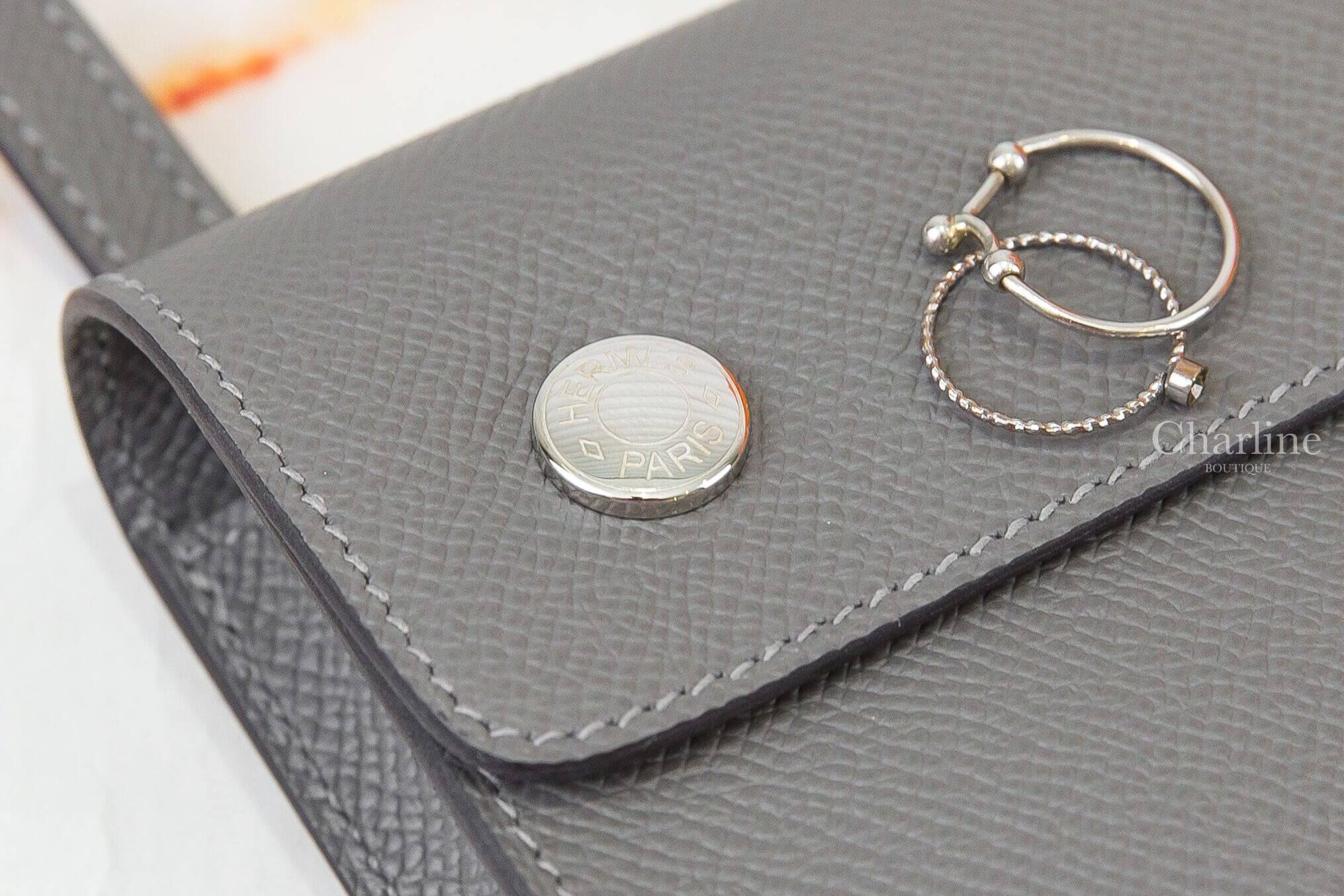 Hermès Hermèsnap Wallet 0L Gris Meyer Epsom 積雨雲灰銀釦肩背包