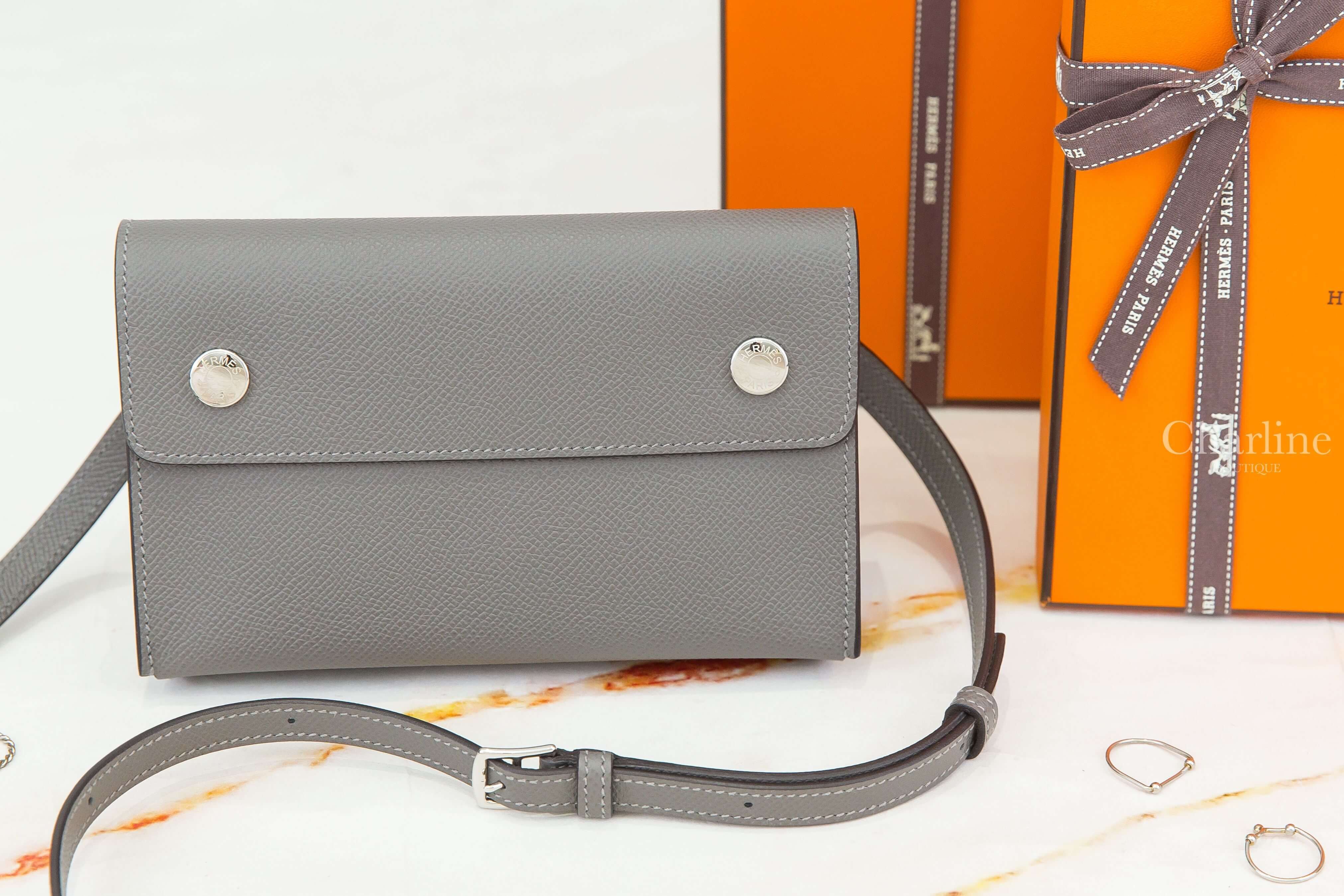 Hermès Hermèsnap Wallet 0L Gris Meyer Epsom 積雨雲灰銀釦肩背包