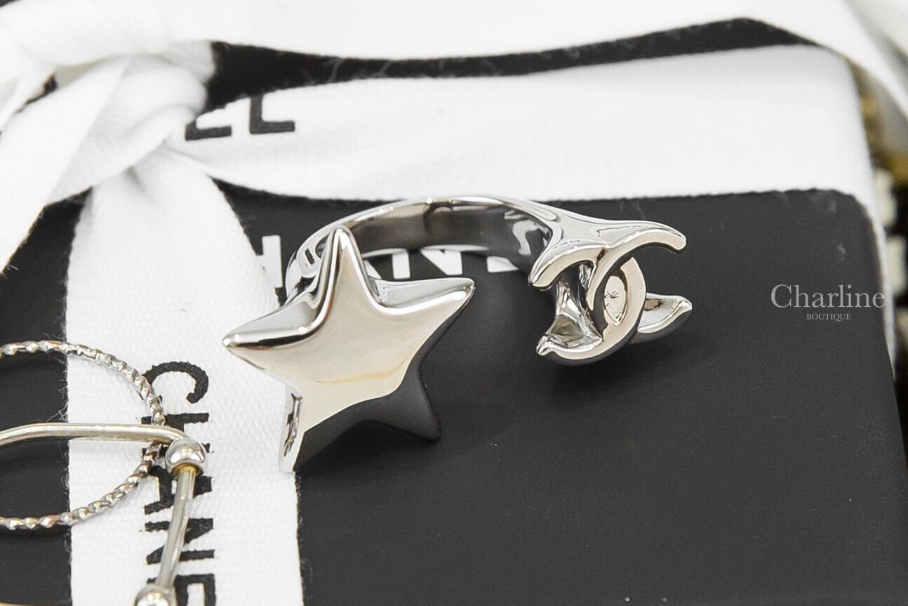 Chanel Ring 銀色星星CC開口戒指