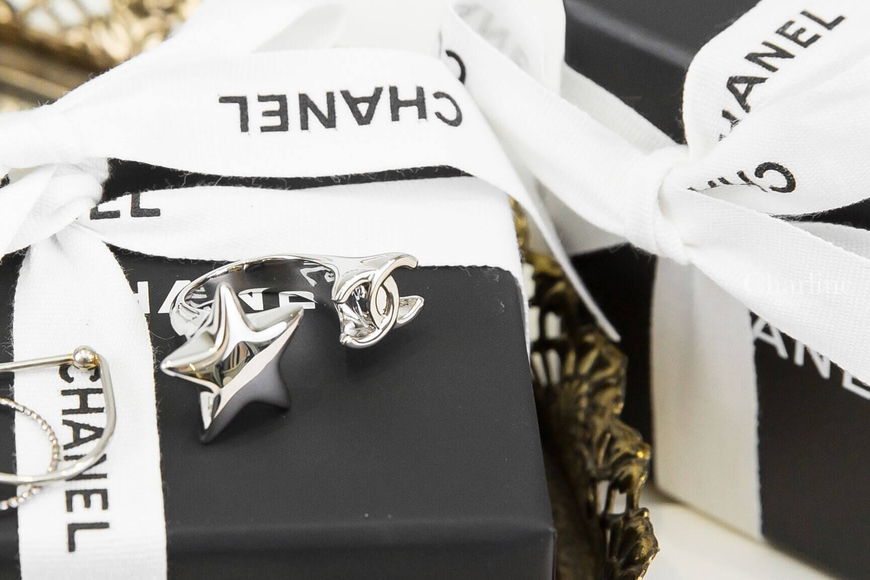 Chanel Ring 銀色星星CC開口戒指-Charline Boutique 精品代購