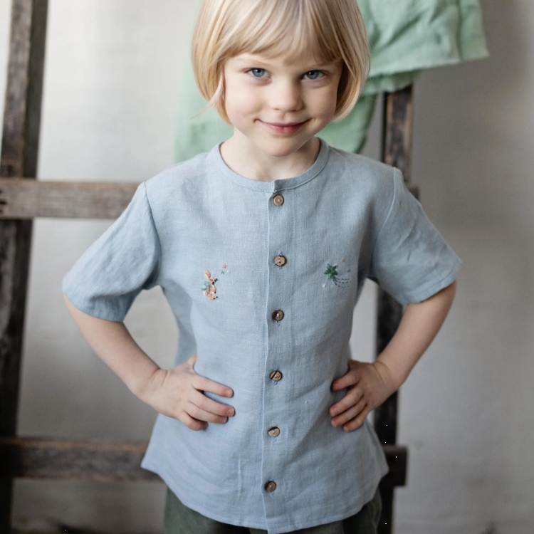 (預購)ALL THE BEAUTIFUL LINEN 亨利領短袖上衣 SHORT SLEEVE CLASSIC SHIRT