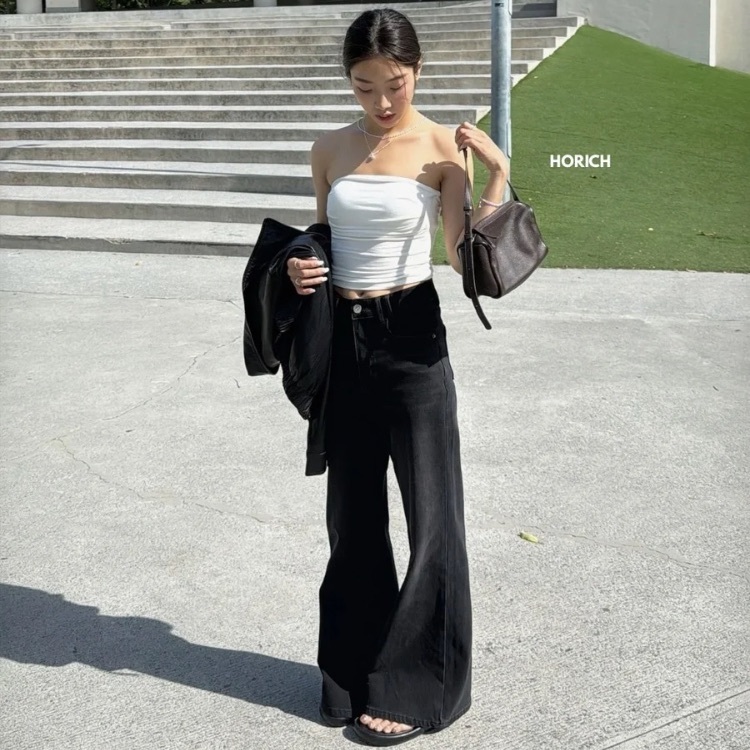 𝗠𝗮𝗿.𝟭𝟭-51293 四面彈喇叭許妍褲S-XL / 黑色