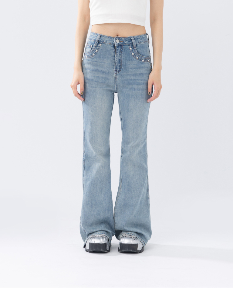 Star-studded flared jeans S/M/L【04011886】in stock+pre-order