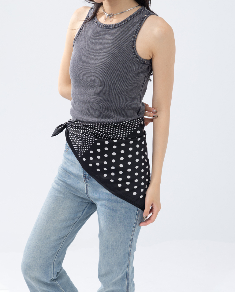 polka dot retro amoeba patchwork large square scarf【07130064】in stock+pre-order