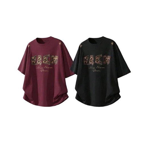 美式休閒豹紋字母短袖 OT7257
