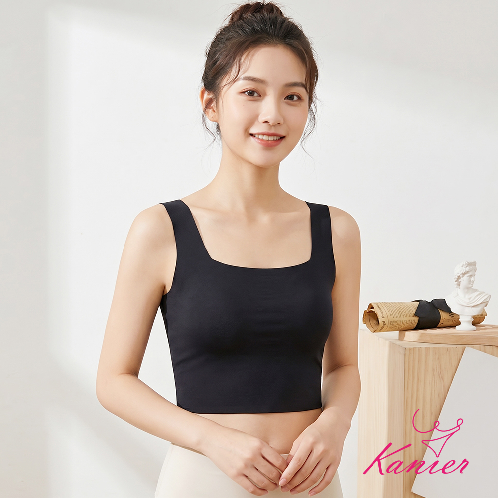 【Kanier卡妮兒】零感雪肌．極致無痕帶胸墊短背心【 903 經典黑 - M / L / XL(LL) 】