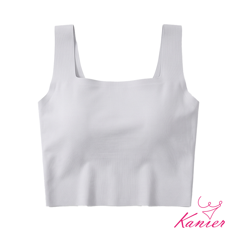 【Kanier卡妮兒】零感雪肌．極致無痕帶胸墊短背心【 903 星冰灰 - M / L / XL(LL) 】