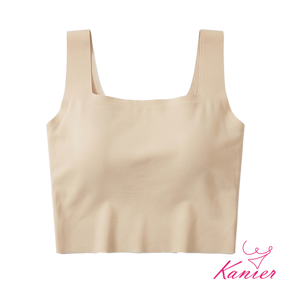 【Kanier卡妮兒】零感雪肌．極致無痕帶胸墊短背心【 903 奶霜卡其 - M / L / XL(LL) 】