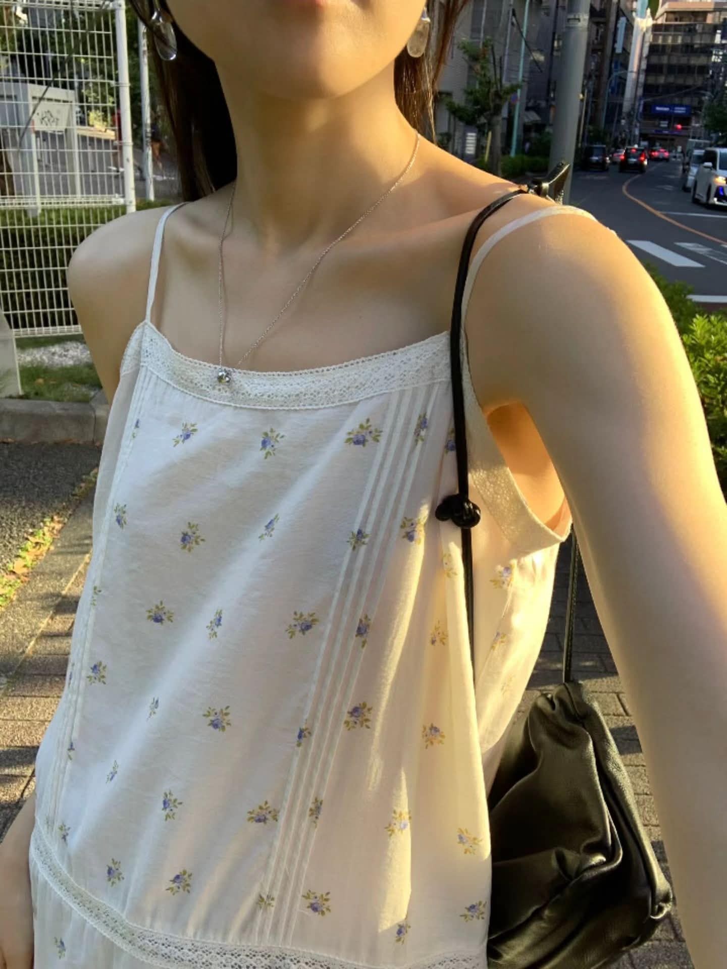 FL19 法式復古碎花細肩洋裝