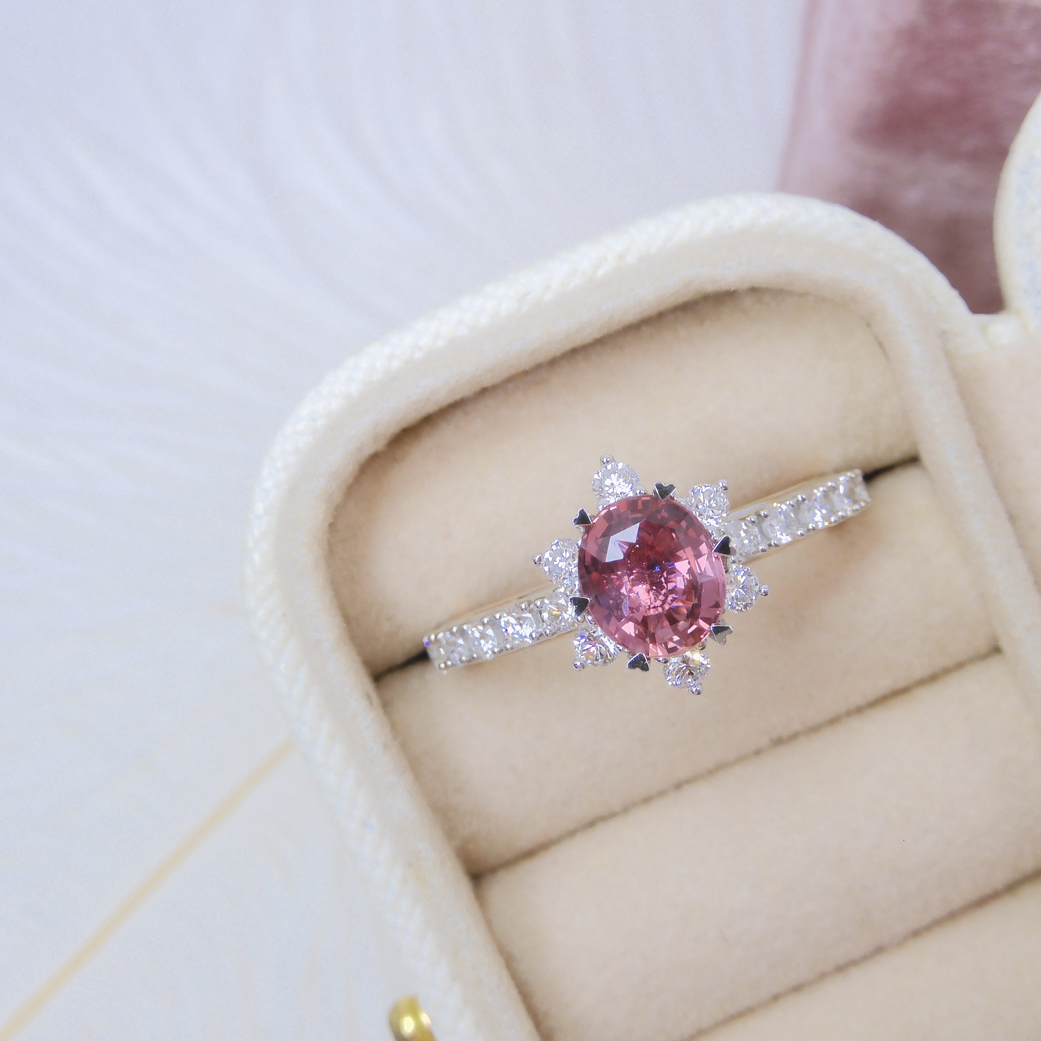 訂製 18K金 1.33ct 帕帕拉恰戒指 (配證書)