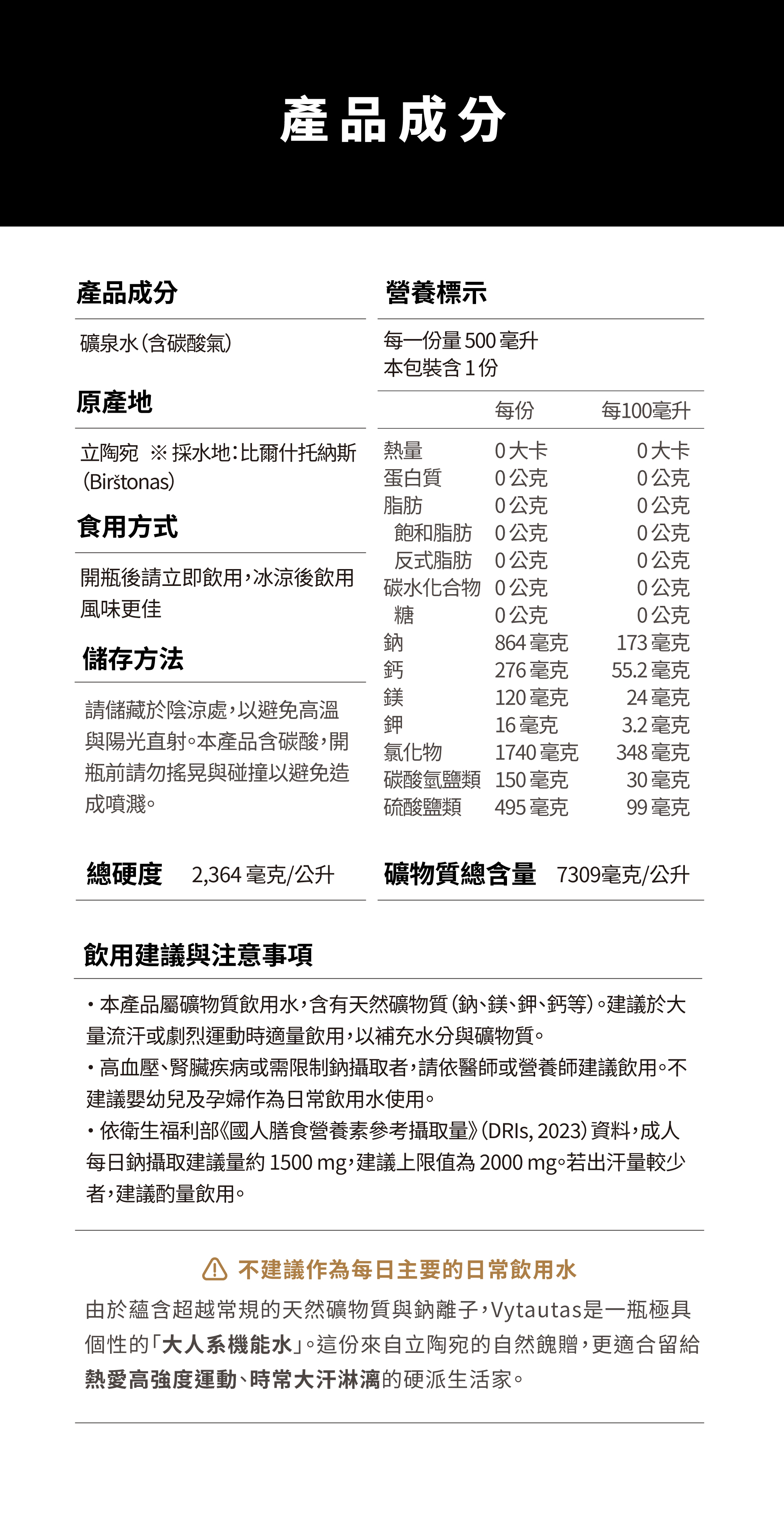 Vytautas氣泡礦泉水_產品成分