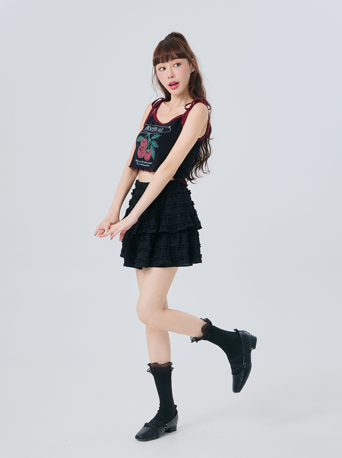 夏日水果美式蝴蝶結綁帶背心