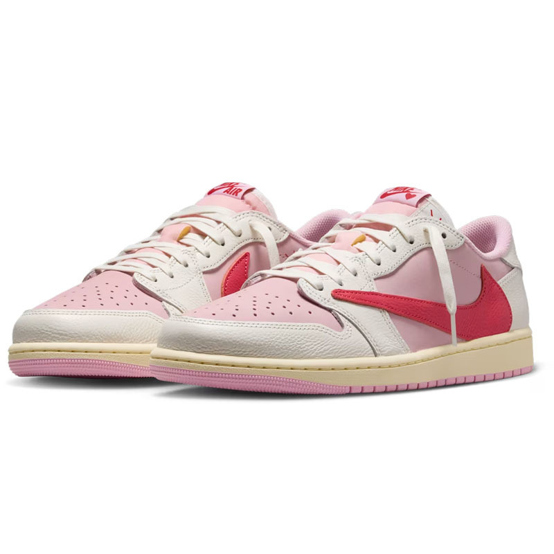 （連線代購商品）NIKE AIR JORDAN 1 X TRAVIS SCOTT 'Sail Tropical Pink' 粉紅 倒鉤 休閒鞋【IQ7604-101】AJ1TS 241231