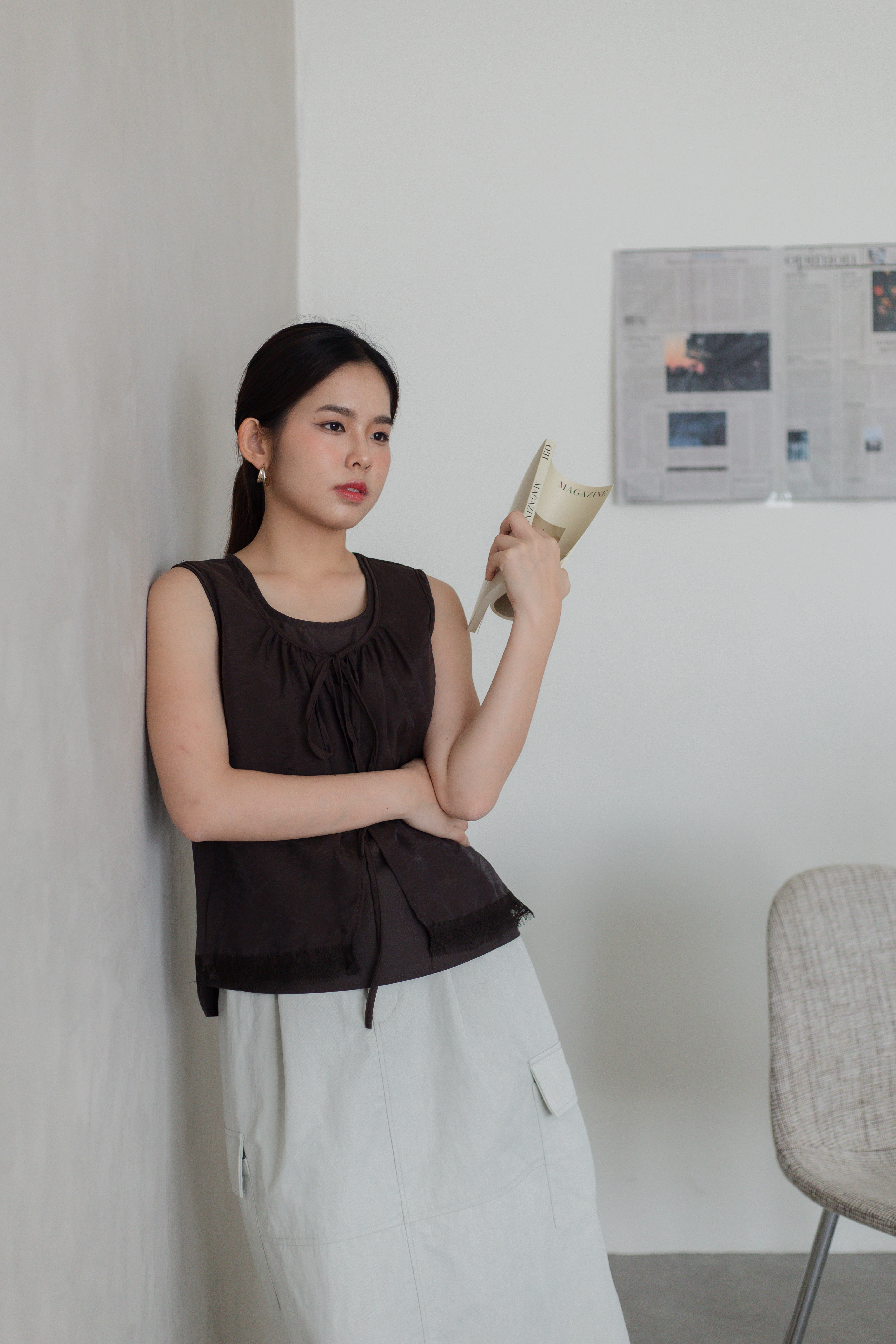 Feone Layering Lace Top Brown -2778BVBRO